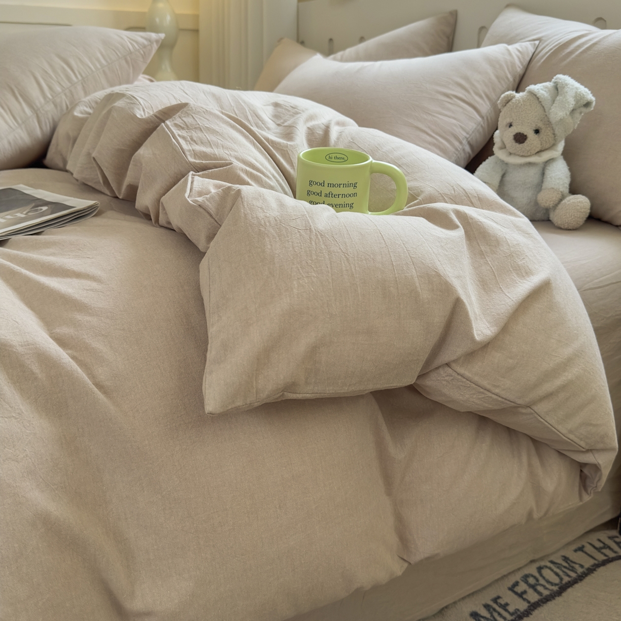 91家纺网 家纺一手货源 找家纺 （总）晚依家纺 2025新款A类全棉色织水洗棉四件套纯棉格子纯色被套学生宿舍三件套定制定做