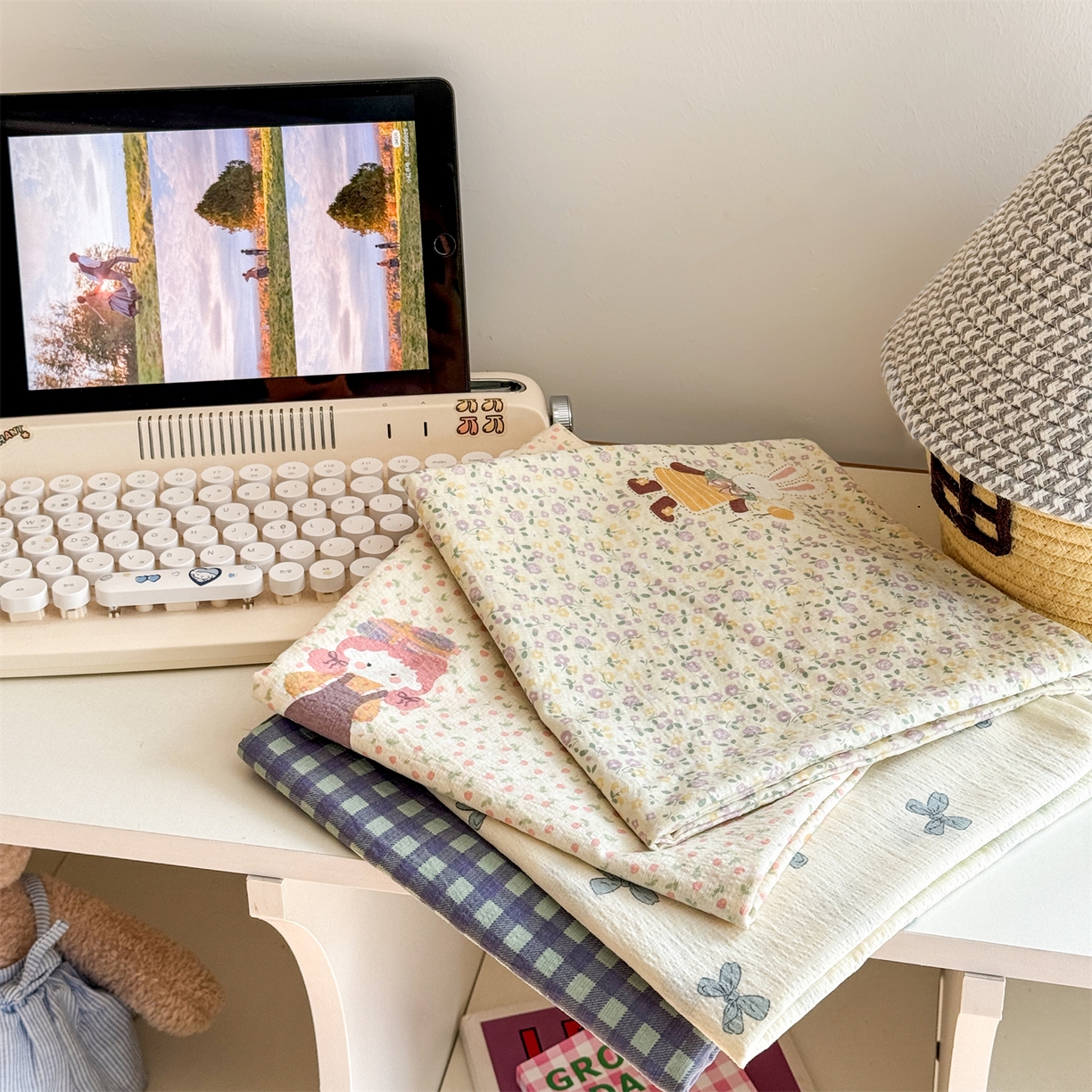 91家纺网 家纺一手货源 找家纺 多品家纺 2025新款超柔云感双层纱单枕套  组合图仅供展示