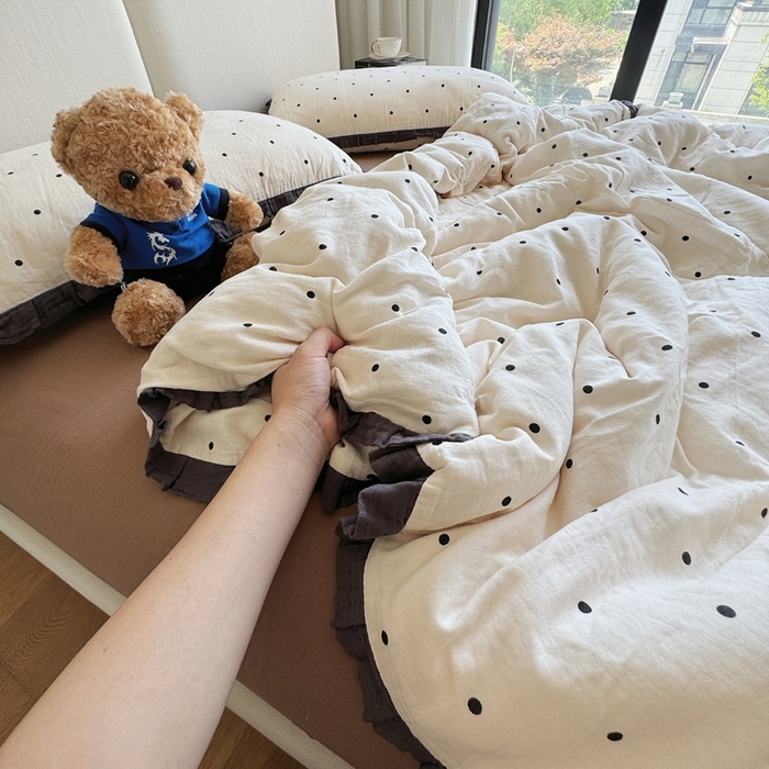 8+8 2025新款全棉纯棉双层纱镂空花边/皱皱花边四件套 花边款-赫本