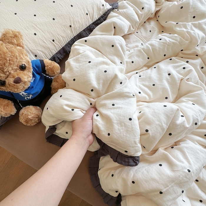 91家纺网 家纺一手货源 找家纺 8+8 2025新款全棉纯棉双层纱镂空花边/皱皱花边四件套 花边款-赫本