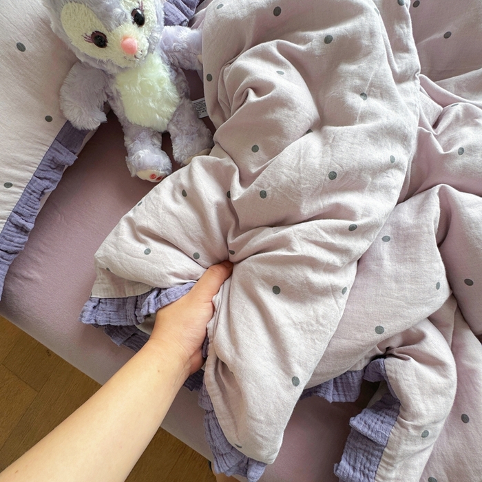 8+8 2025新款全棉纯棉双层纱镂空花边/皱皱花边四件套 花边款-花漾甜心