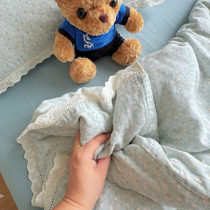 8+8 2025新款全棉纯棉双层纱镂空花边/皱皱花边四件套 花边款-兰庭