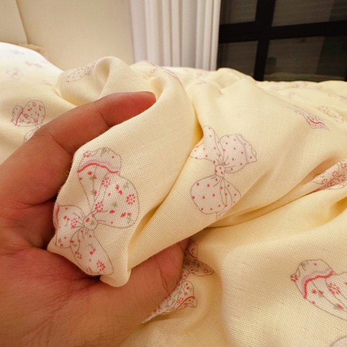 91家纺网 家纺一手货源 找家纺 8+8 2025新款全棉纯棉双层纱镂空花边/皱皱花边四件套 花边款-奶油派