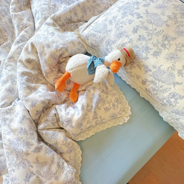 91家纺网 家纺一手货源 找家纺 8+8 2025新款全棉纯棉双层纱镂空花边/皱皱花边四件套 花边款-南山南