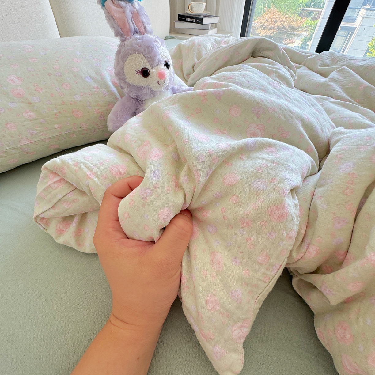 91家纺网 家纺一手货源 找家纺 （总）8+8 2025新款全棉A类母婴级抗菌有氧全棉双层纱亲肤全棉小清新印花三件套四件套