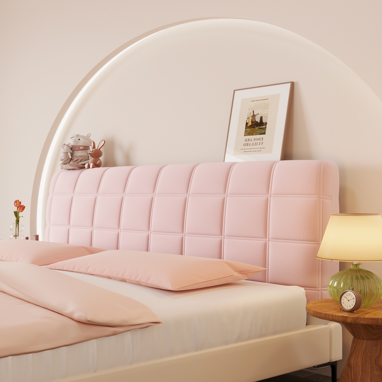 91家纺网 家纺一手货源 找家纺 （总）沐沐家纺 2026新款磨毛大格子床头罩