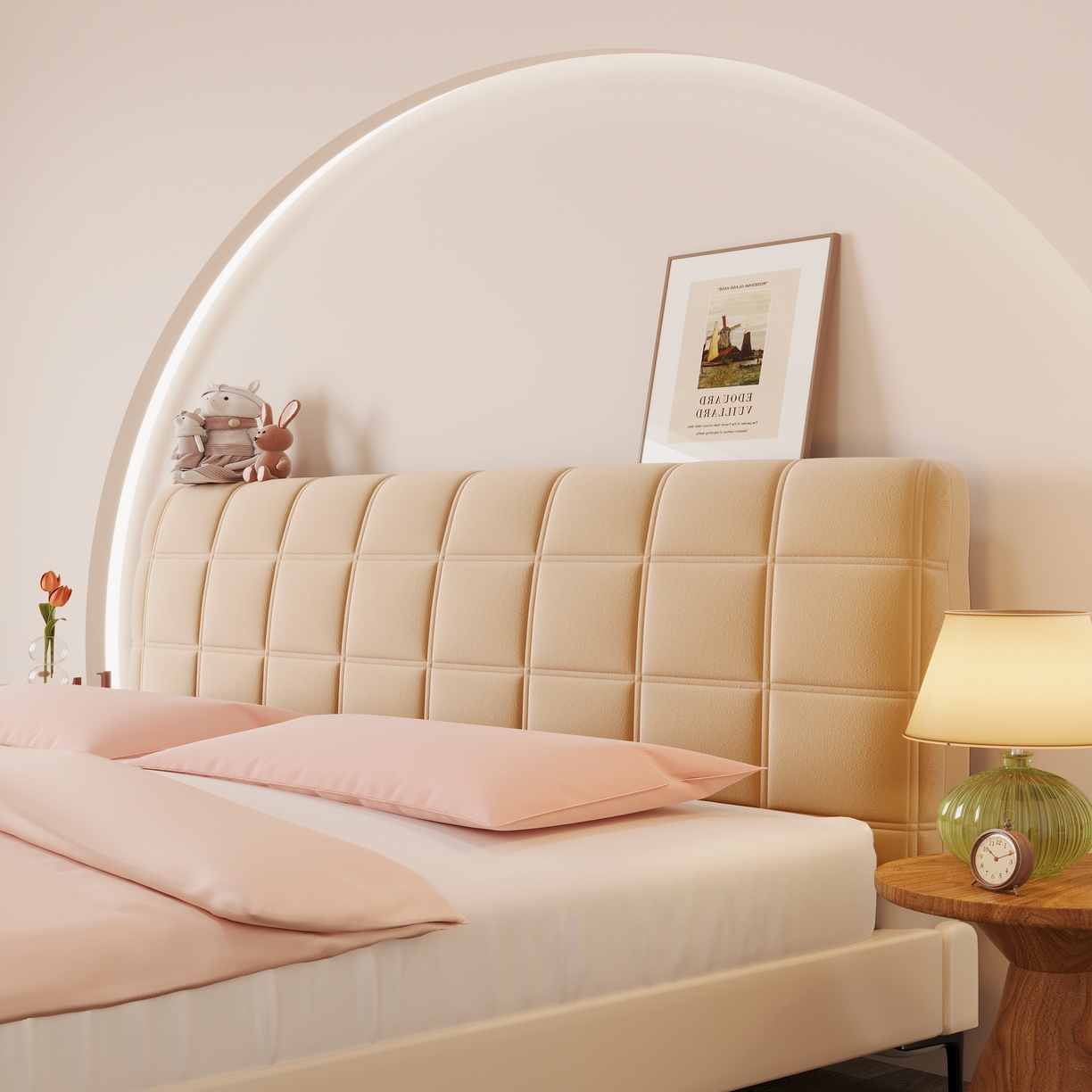 91家纺网 家纺一手货源 找家纺 （总）沐沐家纺 2026新款磨毛大格子床头罩