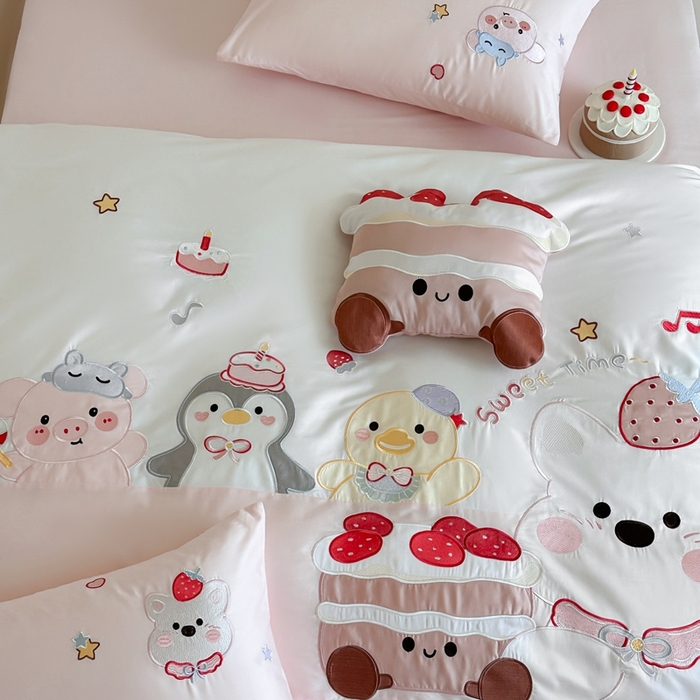 91家纺网 家纺一手货源 找家纺 （总）紫桐 Lila lndus2025新款绣花款四件套-生日派对