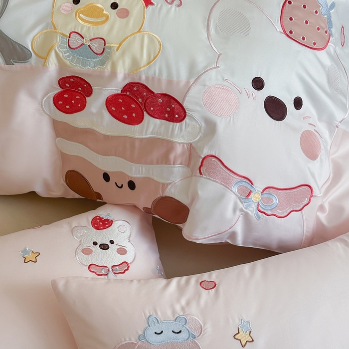 91家纺网 家纺一手货源 找家纺 （总）紫桐 Lila lndus2025新款绣花款四件套-生日派对