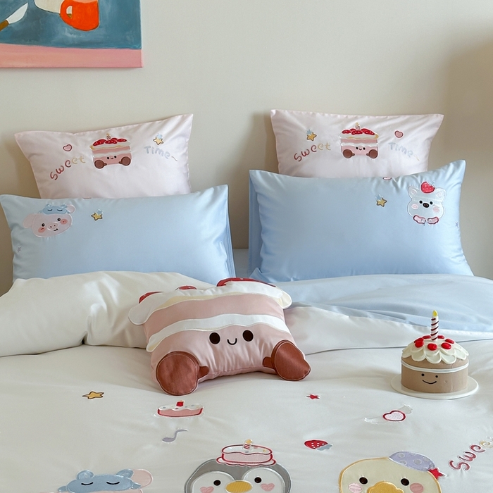 91家纺网 家纺一手货源 找家纺 紫桐 Lila lndus2025新款绣花款四件套-生日派对 生日派对- 蓝