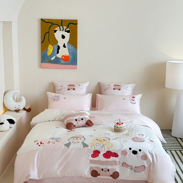 紫桐 Lila lndus2025新款绣花款四件套-生日派对 生日派对 粉