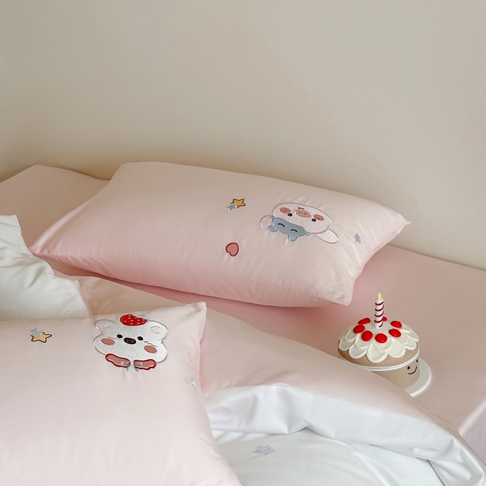 91家纺网 家纺一手货源 找家纺 紫桐 Lila lndus2025新款绣花款四件套-生日派对 生日派对 粉