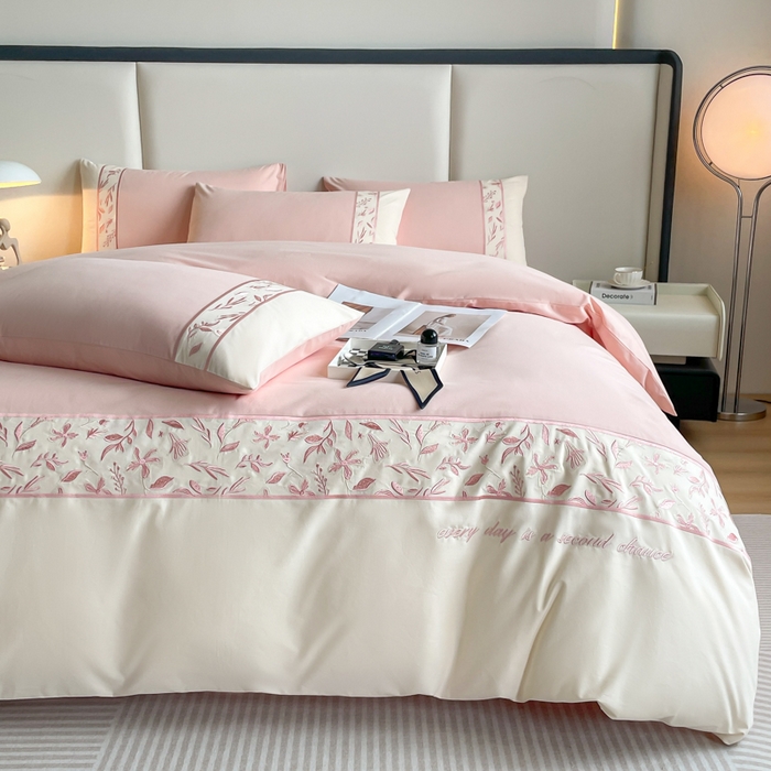 桃园 2025新款纯棉全棉长绒棉磨毛不掉毛四件套高端礼盒--花漾系列（包含买家秀） 少女粉