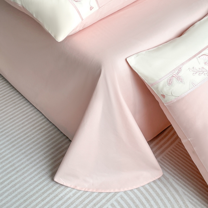 91家纺网 家纺一手货源 找家纺 桃园 2025新款纯棉全棉长绒棉磨毛不掉毛四件套高端礼盒--花漾系列（包含买家秀） 少女粉