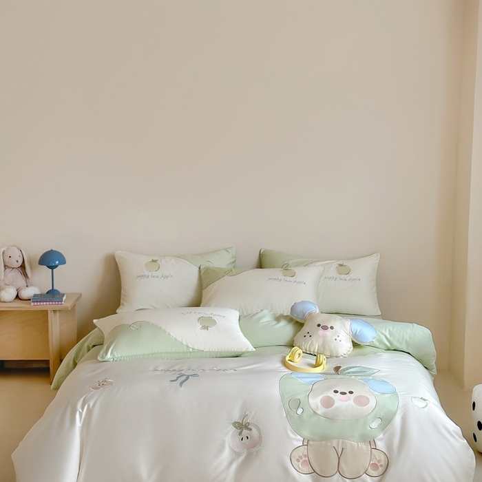 91家纺网 家纺一手货源 找家纺 （总）紫桐 2025新款全棉水洗棉卡通毛巾绣四件套（控价220/260）