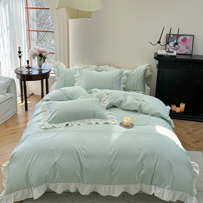 91家纺网 家纺一手货源 找家纺 （总）紫桐 Lila lndus2025新款绣花款四件套-知许