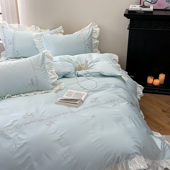 91家纺网 家纺一手货源 找家纺 （总）紫桐 Lila lndus2025新款绣花款四件套-知许