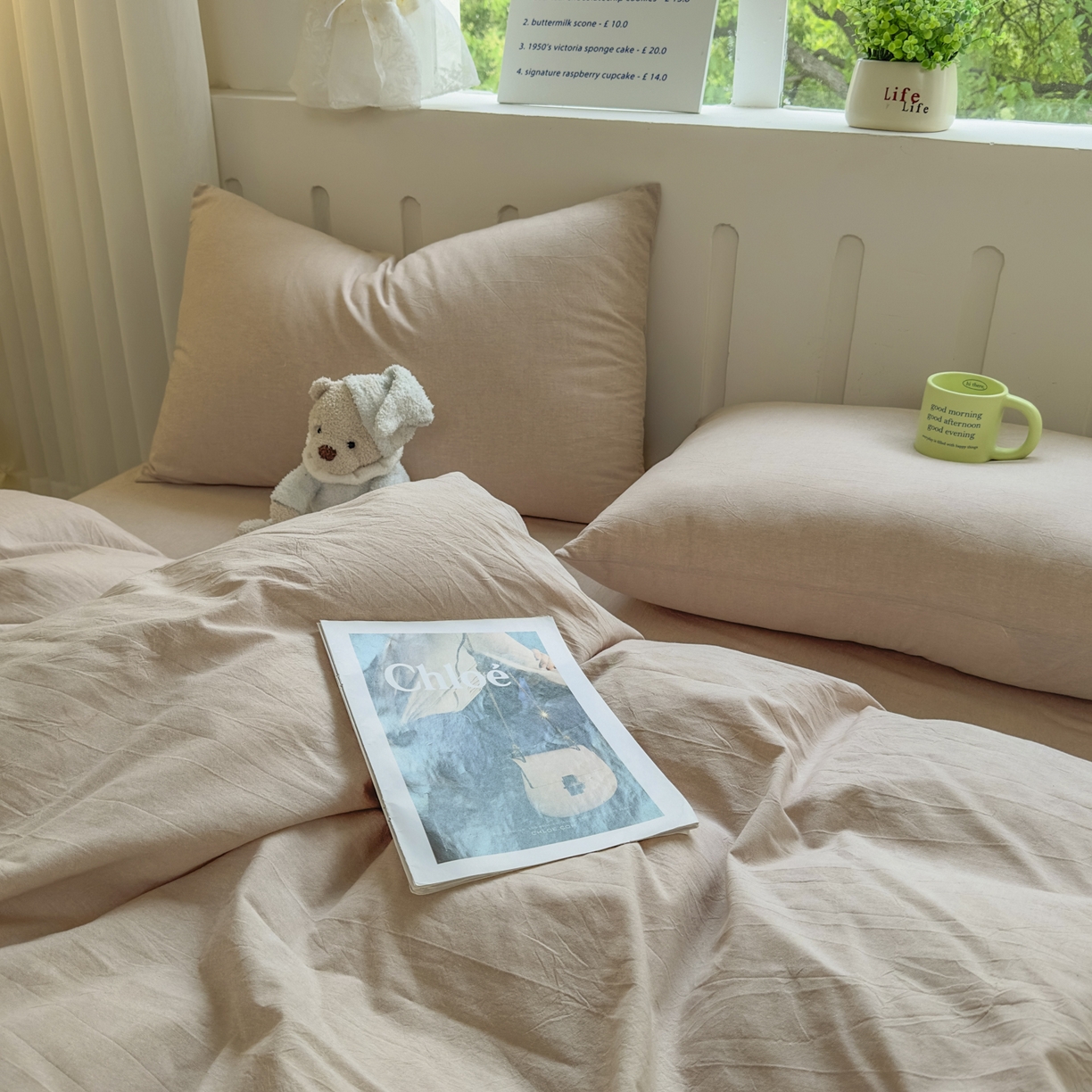 91家纺网 家纺一手货源 找家纺 晚依家纺 2025新款A类全棉色织水洗棉四件套纯棉格子纯色被套学生宿舍三件套定制定做 纯色-土密