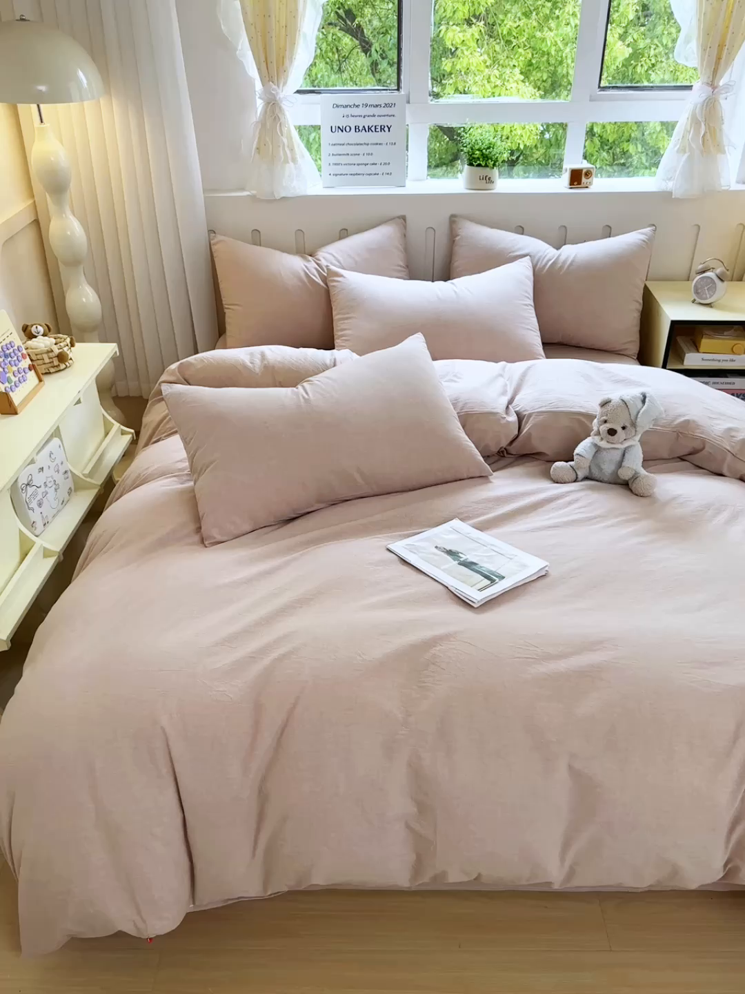 91家纺网 家纺一手货源 找家纺 晚依家纺 2025新款A类全棉色织水洗棉四件套纯棉格子纯色被套学生宿舍三件套定制定做 纯色-土密