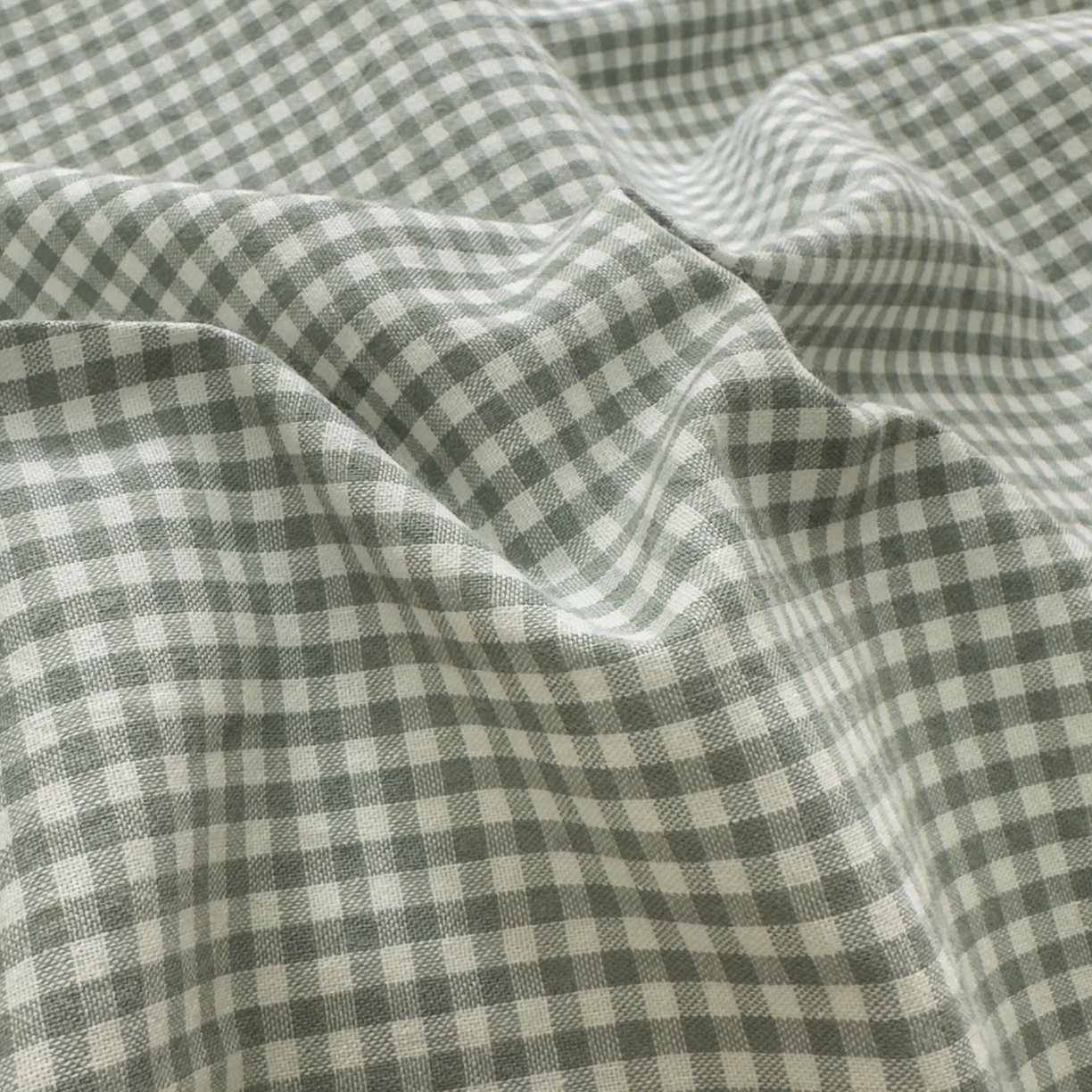 91家纺网 家纺一手货源 找家纺 晚依家纺 2025新款A类全棉色织水洗棉四件套纯棉格子纯色被套学生宿舍三件套定制定做 密格-草绿