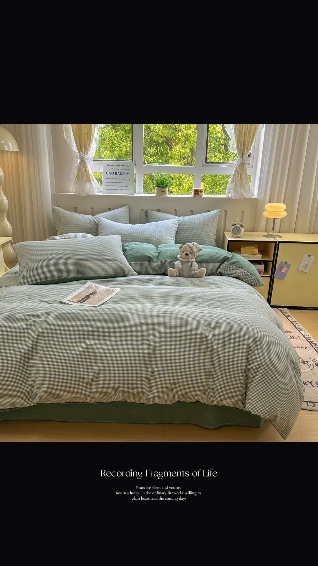 91家纺网 家纺一手货源 找家纺 晚依家纺 2025新款A类全棉色织水洗棉四件套纯棉格子纯色被套学生宿舍三件套定制定做 密格-草绿