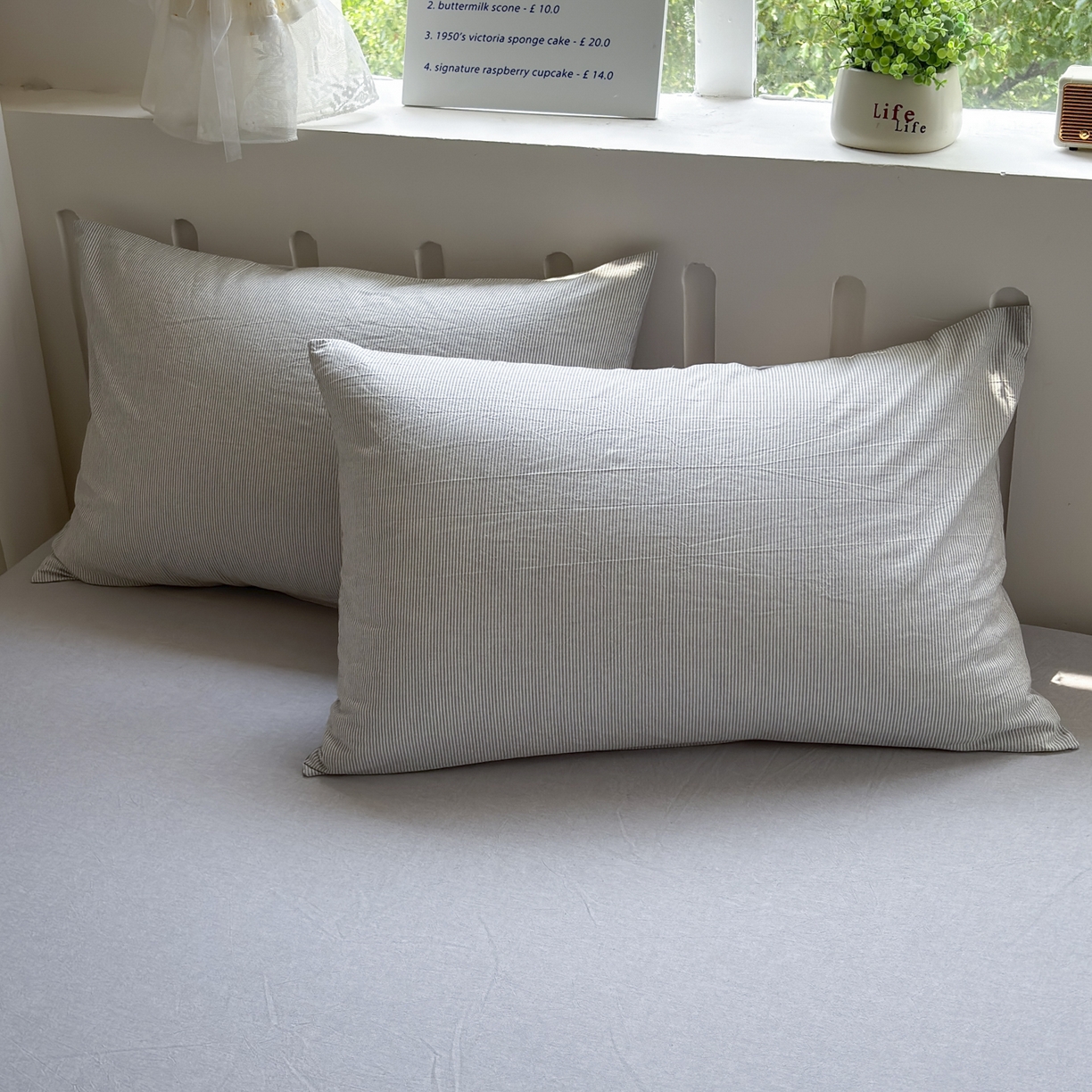 91家纺网 家纺一手货源 找家纺 晚依家纺 2025新款A类全棉色织水洗棉四件套纯棉格子纯色被套学生宿舍三件套定制定做 密条-浅灰