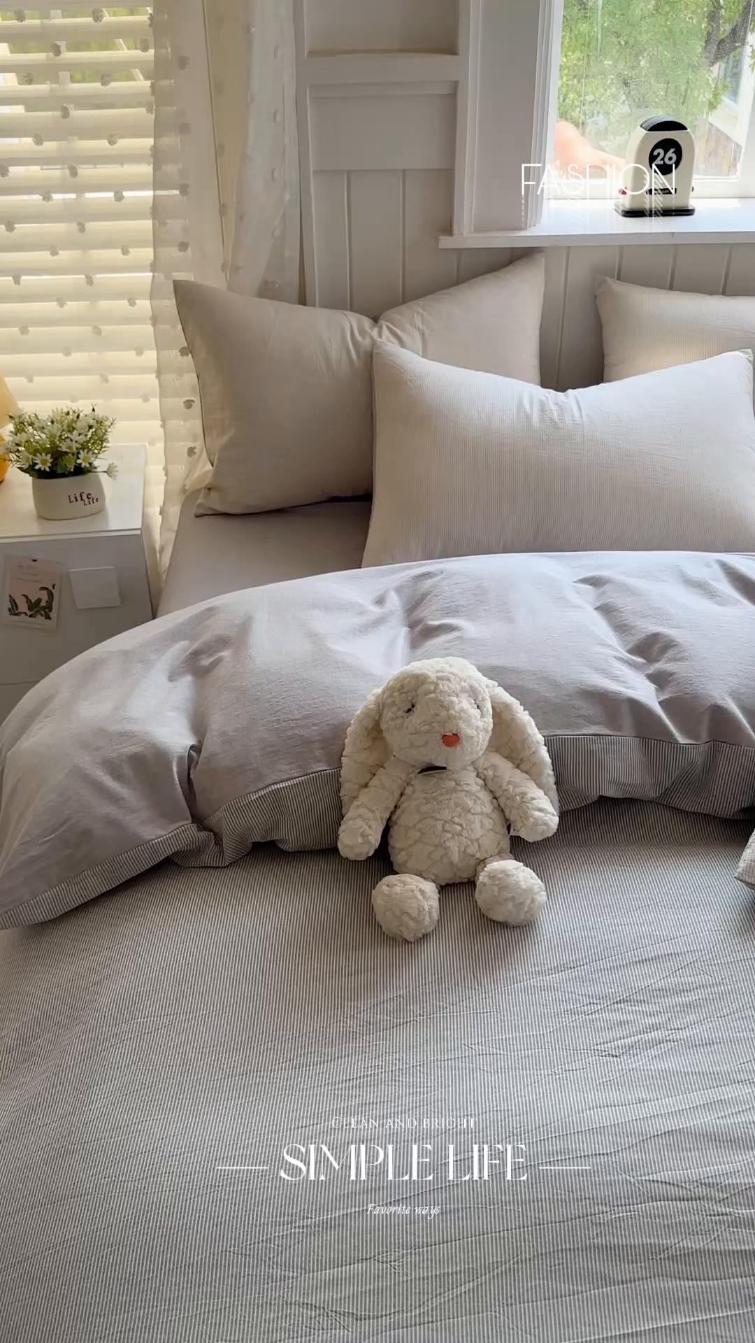 91家纺网 家纺一手货源 找家纺 晚依家纺 2025新款A类全棉色织水洗棉四件套纯棉格子纯色被套学生宿舍三件套定制定做 密条-浅灰