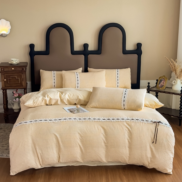 91家纺网 家纺一手货源 找家纺 （总）可思家纺2025新款云感木棉皱皱纱四件套