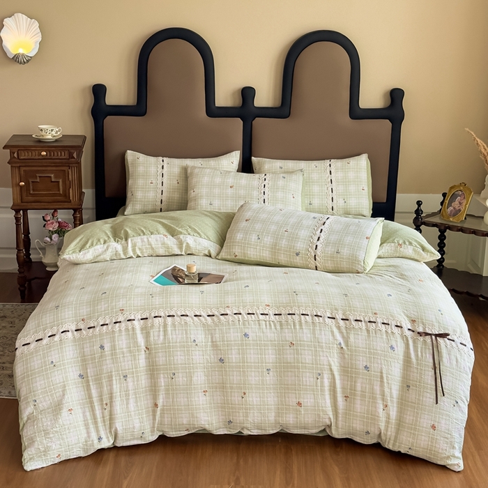 可思家纺2025新款云感木棉皱皱纱四件套 春日小花