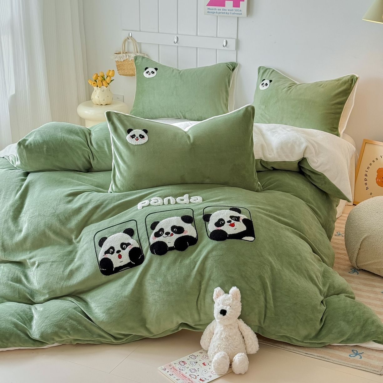 91家纺网 家纺一手货源 找家纺 （总）莱凯家纺 2025新款毛巾绣牛奶绒四件套