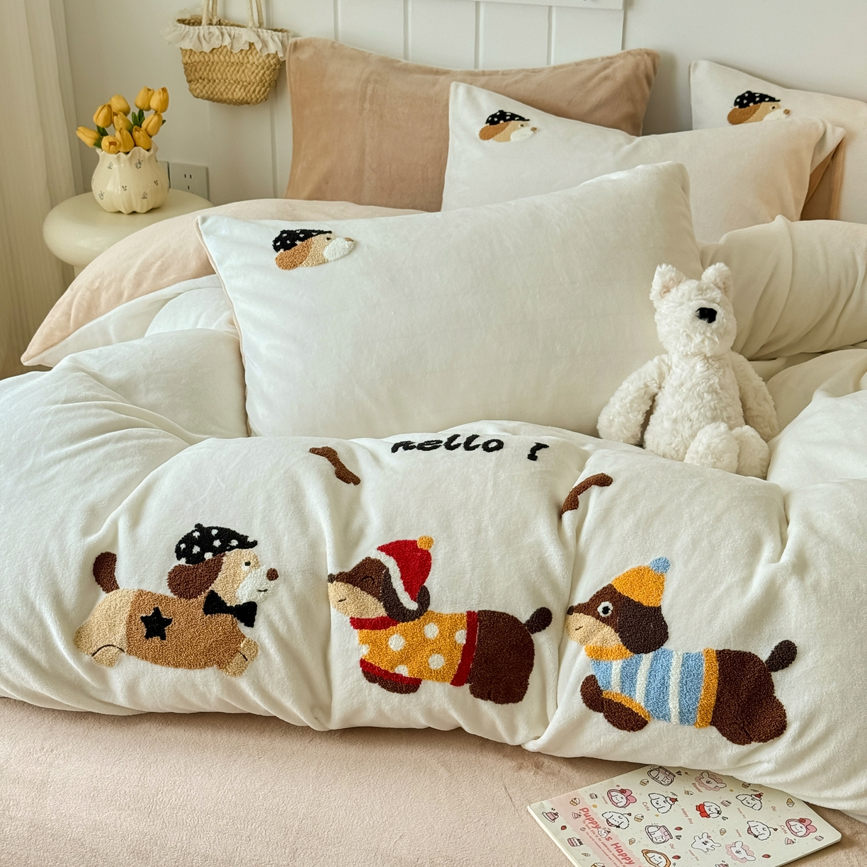 91家纺网 家纺一手货源 找家纺 （总）莱凯家纺 2025新款毛巾绣牛奶绒四件套