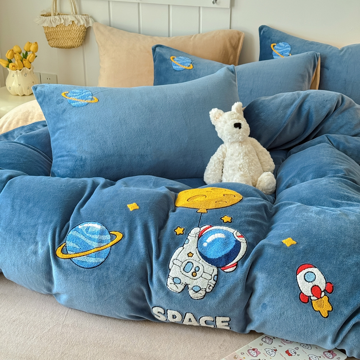 91家纺网 家纺一手货源 找家纺 （总）莱凯家纺 2025新款毛巾绣牛奶绒四件套