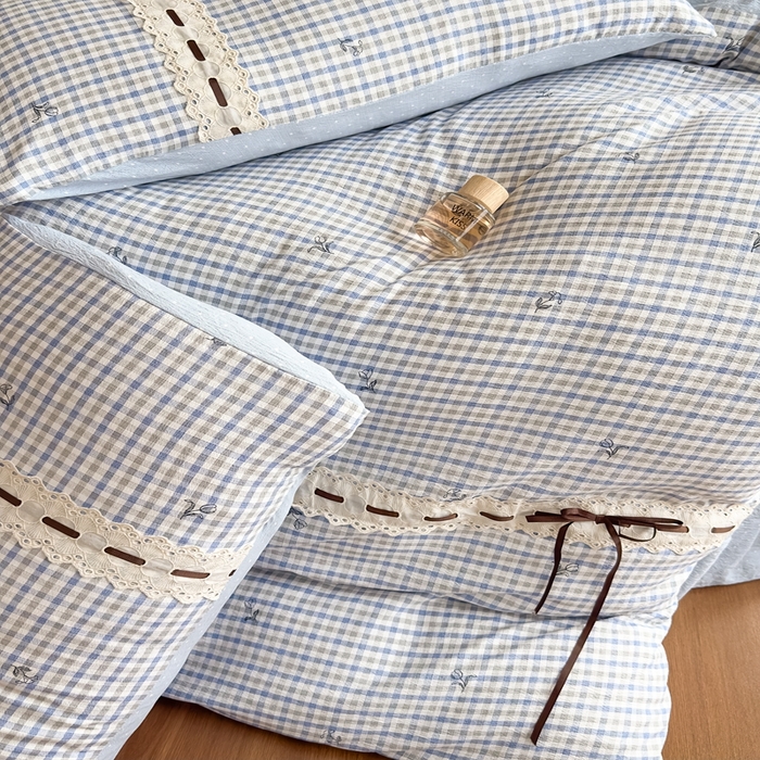 91家纺网 家纺一手货源 找家纺 可思家纺2025新款云感木棉皱皱纱四件套 格调兰