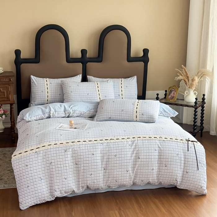 91家纺网 家纺一手货源 找家纺 可思家纺2025新款云感木棉皱皱纱四件套 格调兰