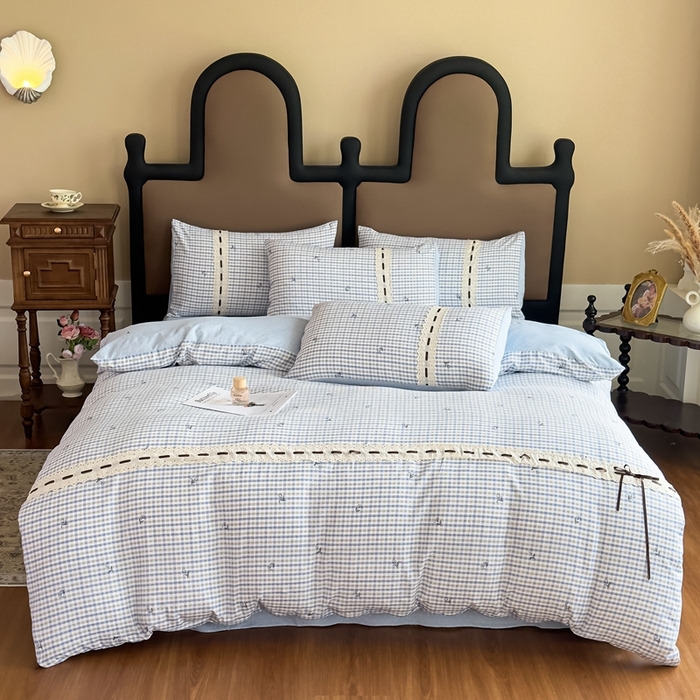 可思家纺2025新款云感木棉皱皱纱四件套 格调兰