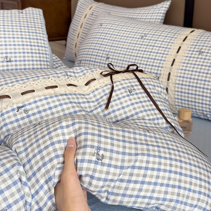 91家纺网 家纺一手货源 找家纺 可思家纺2025新款云感木棉皱皱纱四件套 格调兰