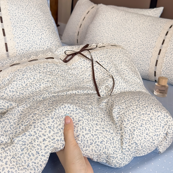 91家纺网 家纺一手货源 找家纺 可思家纺2025新款云感木棉皱皱纱四件套 海韵蓝调