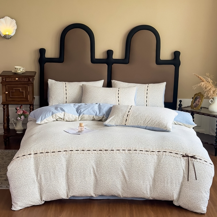 可思家纺2025新款云感木棉皱皱纱四件套 海韵蓝调