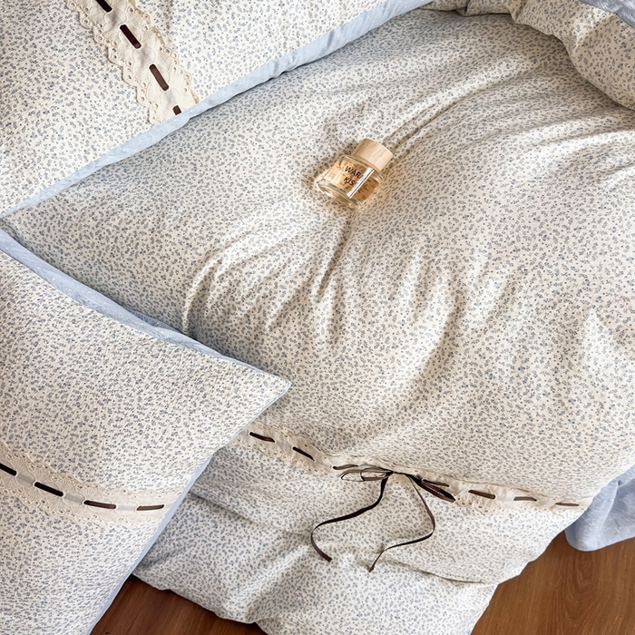 91家纺网 家纺一手货源 找家纺 可思家纺2025新款云感木棉皱皱纱四件套 海韵蓝调