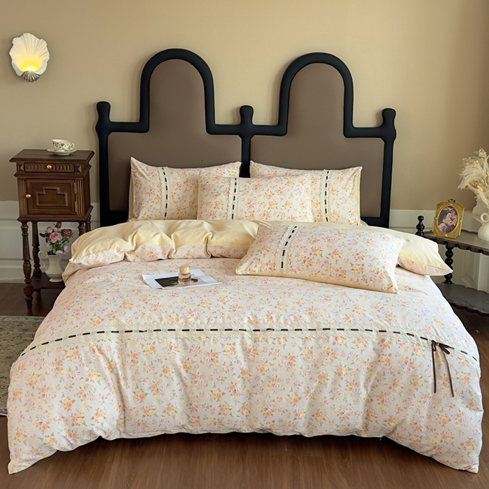 可思家纺2025新款云感木棉皱皱纱四件套 花开半夏