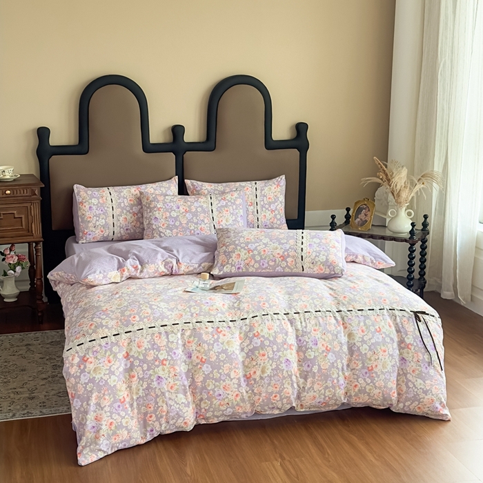 91家纺网 家纺一手货源 找家纺 可思家纺2025新款云感木棉皱皱纱四件套 满庭芳