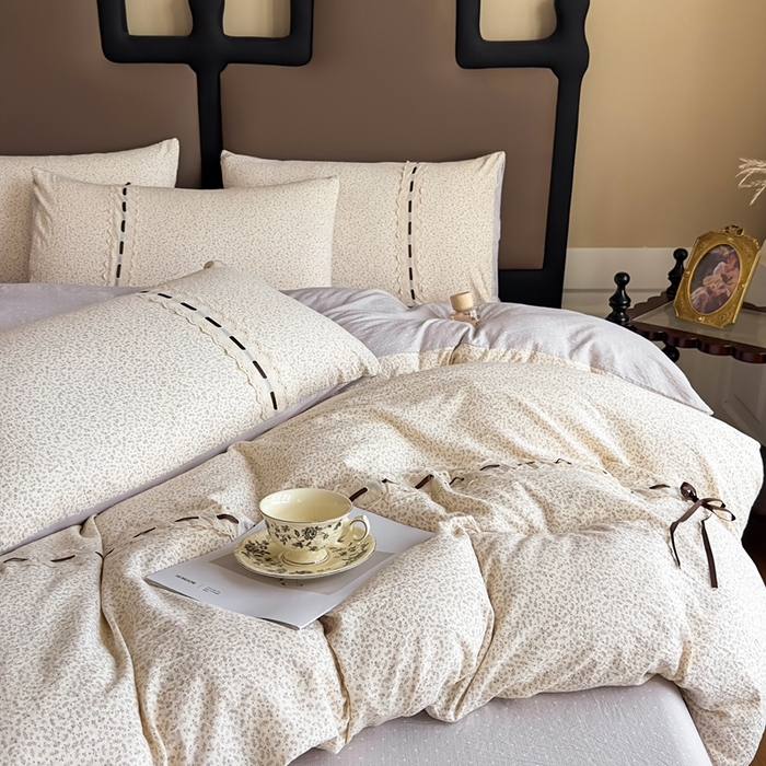 91家纺网 家纺一手货源 找家纺 可思家纺2025新款云感木棉皱皱纱四件套 漫步茶卡