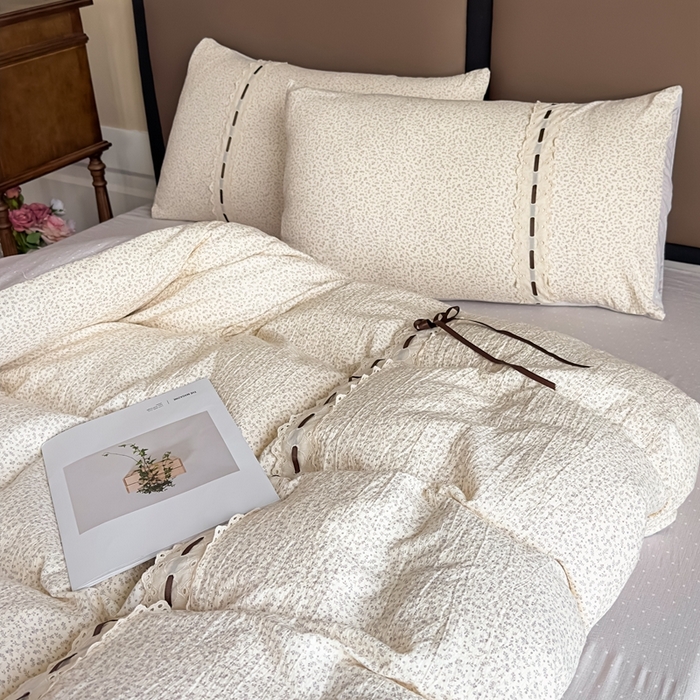 91家纺网 家纺一手货源 找家纺 可思家纺2025新款云感木棉皱皱纱四件套 漫步茶卡