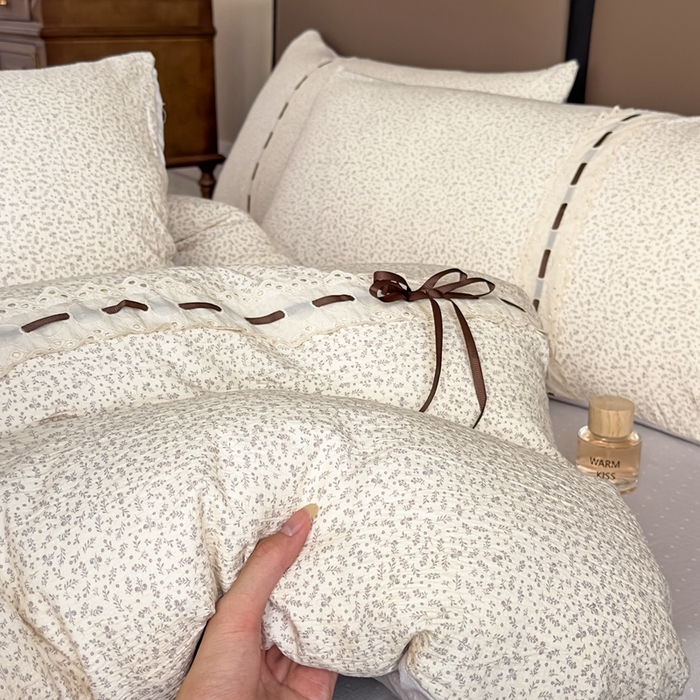 91家纺网 家纺一手货源 找家纺 可思家纺2025新款云感木棉皱皱纱四件套 漫步茶卡