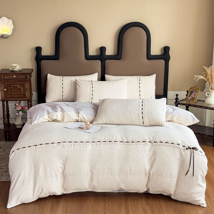 可思家纺2025新款云感木棉皱皱纱四件套 漫步茶卡