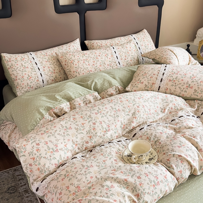 91家纺网 家纺一手货源 找家纺 可思家纺2025新款云感木棉皱皱纱四件套 梦华录