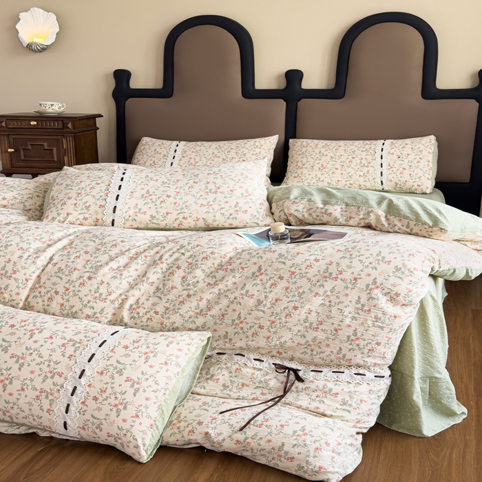 91家纺网 家纺一手货源 找家纺 可思家纺2025新款云感木棉皱皱纱四件套 梦华录