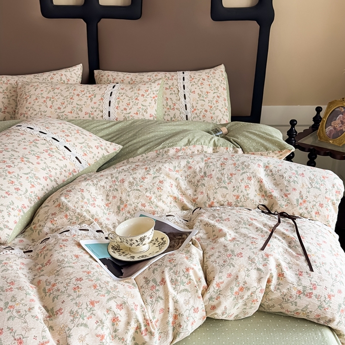 91家纺网 家纺一手货源 找家纺 可思家纺2025新款云感木棉皱皱纱四件套 梦华录