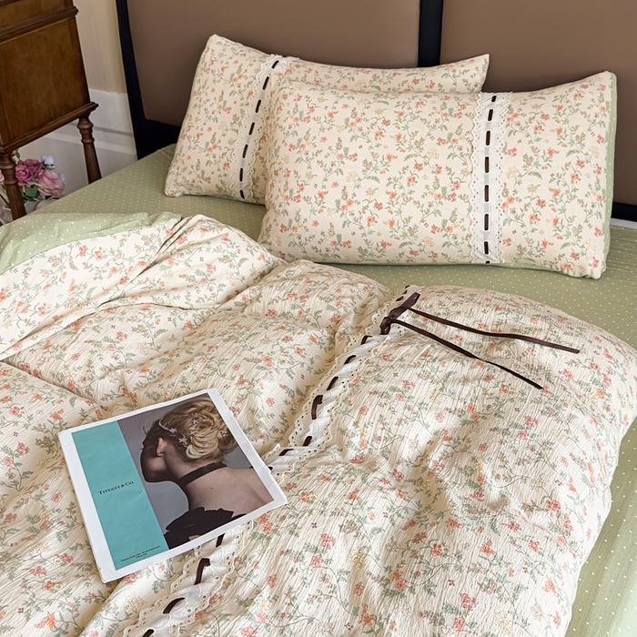 91家纺网 家纺一手货源 找家纺 可思家纺2025新款云感木棉皱皱纱四件套 梦华录