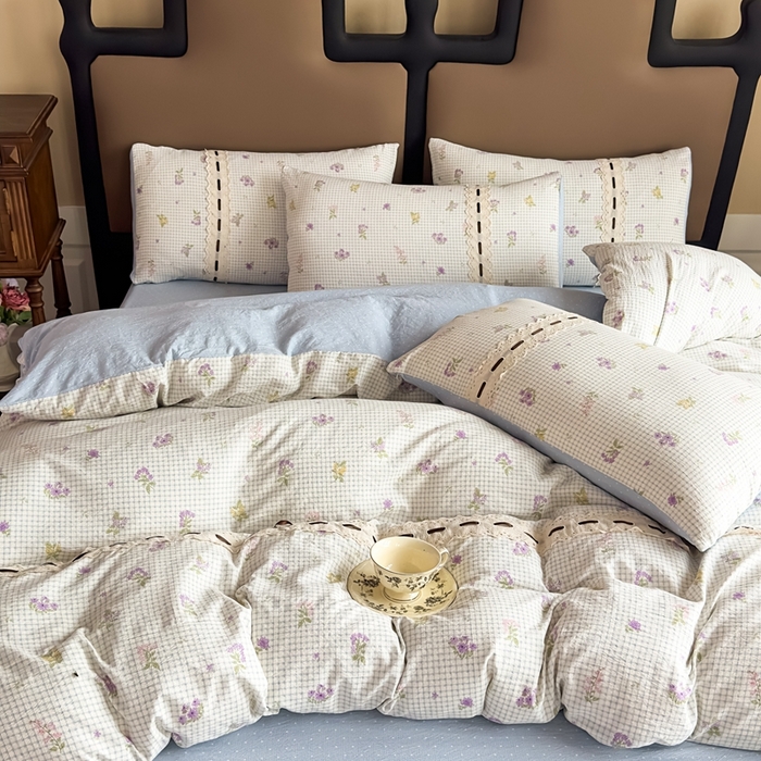 91家纺网 家纺一手货源 找家纺 可思家纺2025新款云感木棉皱皱纱四件套 少女日记